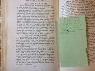 Page from Cakes For Bakers, showing fancy butter cookie recipe, with handwritten version