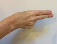 A hand finger-spelling the letter H.