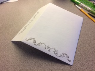 Homemade envelope with acanthus scroll decoration