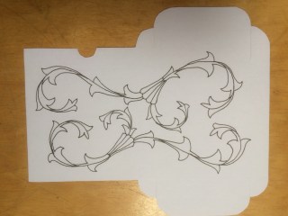 Tuckbox paper pattern with acanthus scrolls