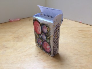 Box for flashcards decorated with ModPodge and glitter