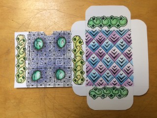 Decorated template of tuckbox for flashcards.