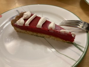 Slice of cranberry curd tart Slice of cranberry curd tart